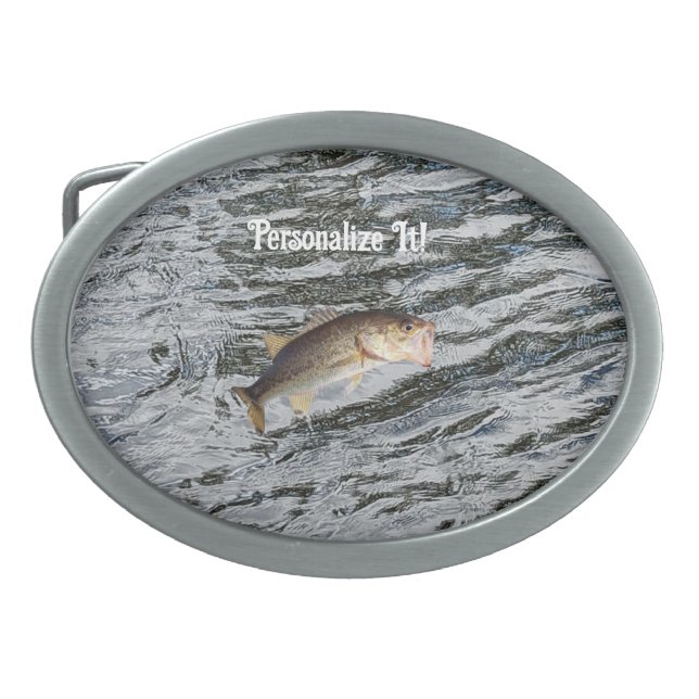 Customizable Jumping Bass Fishing Belt Buckle (Front)