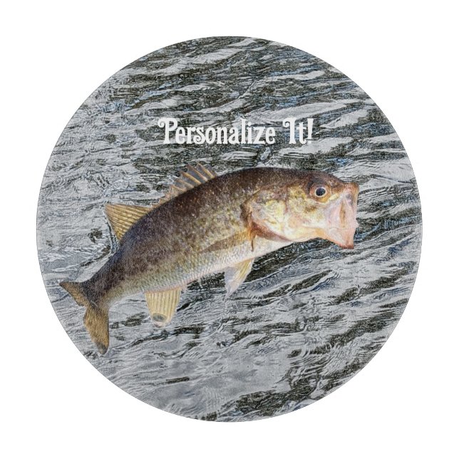 Customizable Jumping Bass Fishing Cutting Board (Front)