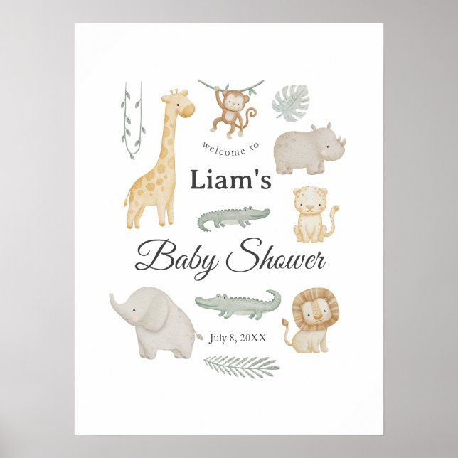 Customizable Jungle Animals Banner Poster (Front)