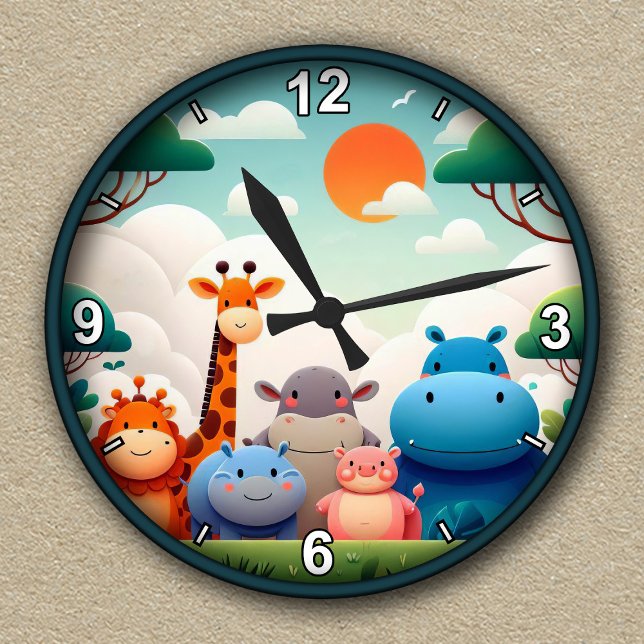 Customizable Jungle Friends Clock for Kids' Room (Creator Uploaded)