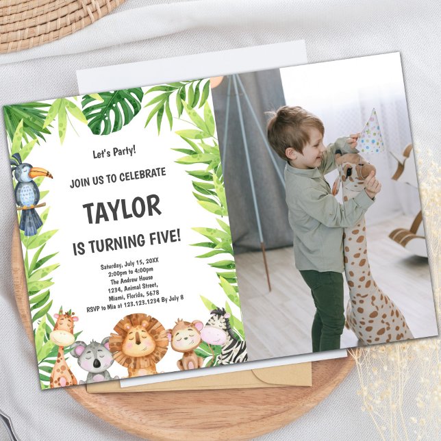 Customizable Jungle Party Invitations for Kids (Safari Birthday Invitations with photo)