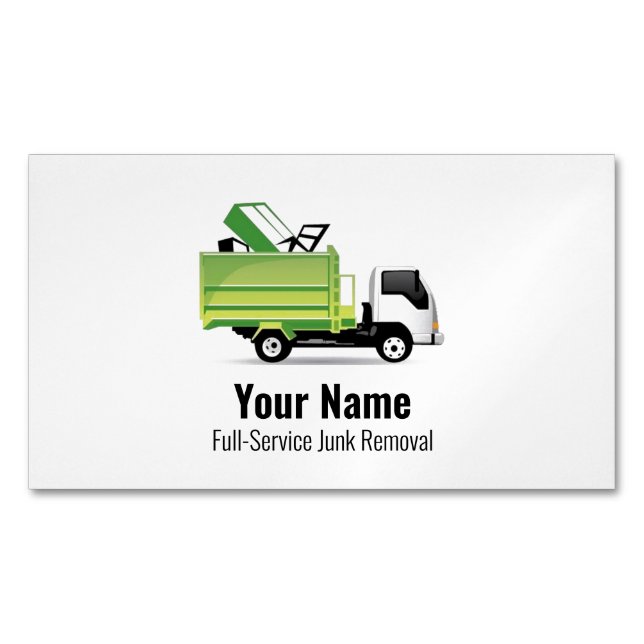 Customizable junk waste removal company business card magnet (Front)