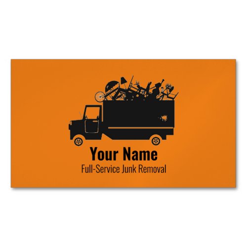 Customizable junk waste removal company orange business card magnet