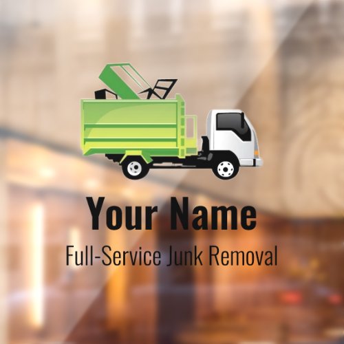 Customizable junk waste removal company window cling