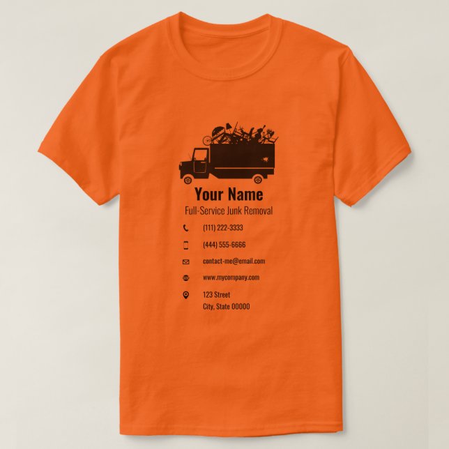 Customizable junk waste removal company yellow T-Shirt (Design Front)