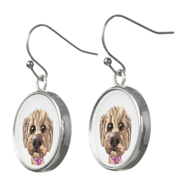 Customizable "Juno" Golden Doodle Ear Rings Earrings (Angled)