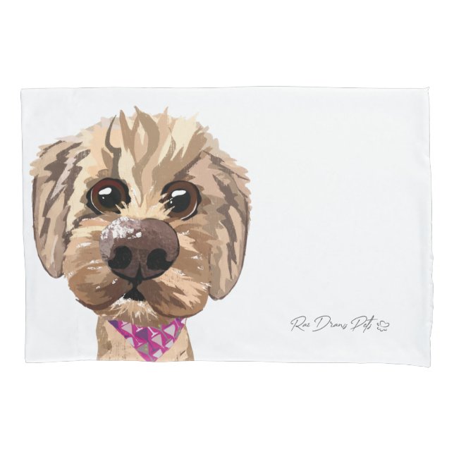 Customizable "Juno" Goldendoodle Pillowcase (Front)