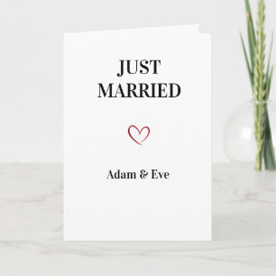Customizable Just Married Wedding Card 
