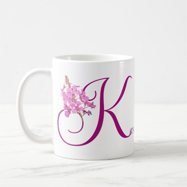 Customizable Karen name pretty pink floral vintage Coffee Mug (Left)