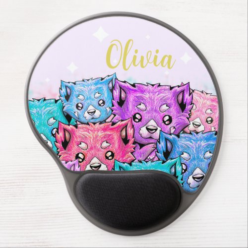 Customizable Kawaii Cute Red Pandas with Name Gel Mouse Pad