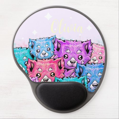 Customizable Kawaii Cute Red Pandas with Name Gel Mouse Pad