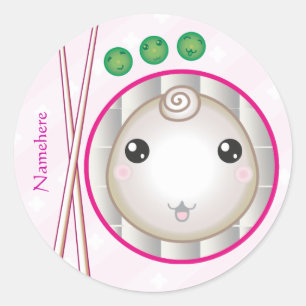 Customizable: Kawaii little dumpling Classic Round Sticker