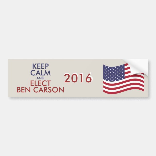 Customizable Keep Calm And Elect BEN CARSON Bumper Sticker (Front)