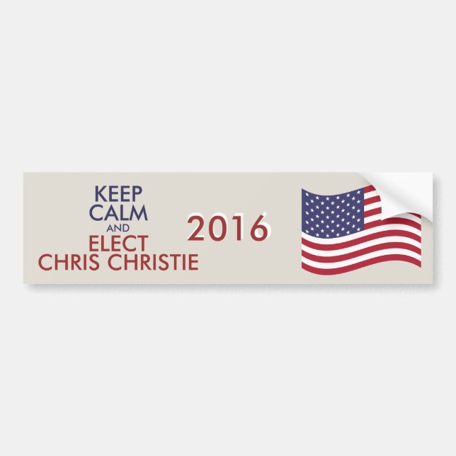 Customizable Keep Calm And Elect CHRIS CHRISTIE Bumper Sticker (Front)