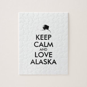 Customizable KEEP CALM and LOVE ALASKA Jigsaw Puzzle