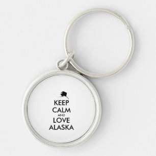 Customizable KEEP CALM and LOVE ALASKA Keychain