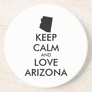 Customizable KEEP CALM and LOVE ARIZONA Sandstone Coaster
