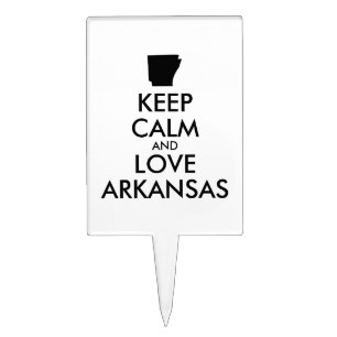 Customizable KEEP CALM and LOVE ARKANSAS Cake Topper