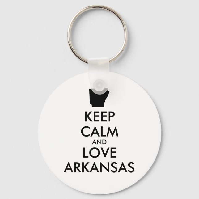 Customizable KEEP CALM and LOVE ARKANSAS Keychain (Front)