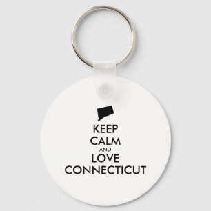 Customizable KEEP CALM and LOVE CONNECTICUT Keychain