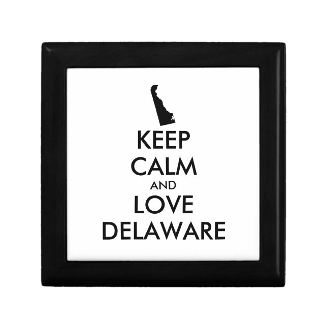Customizable KEEP CALM and LOVE DELAWARE Keepsake Box (Front)