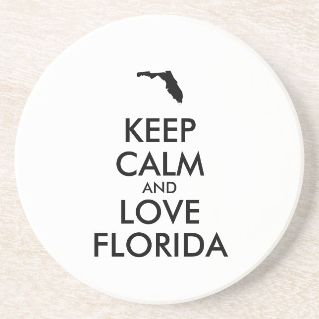 Customizable KEEP CALM and LOVE FLORIDA Drink Coaster (Front)