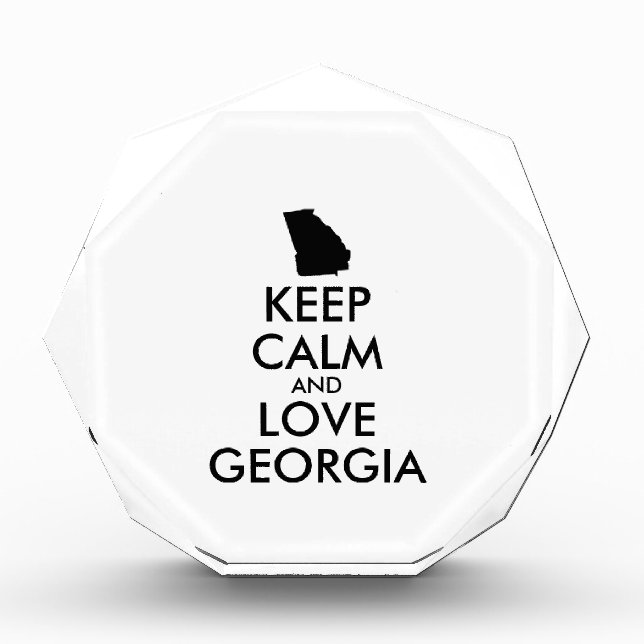 Customizable KEEP CALM and LOVE GEORGIA Acrylic Award (Front)