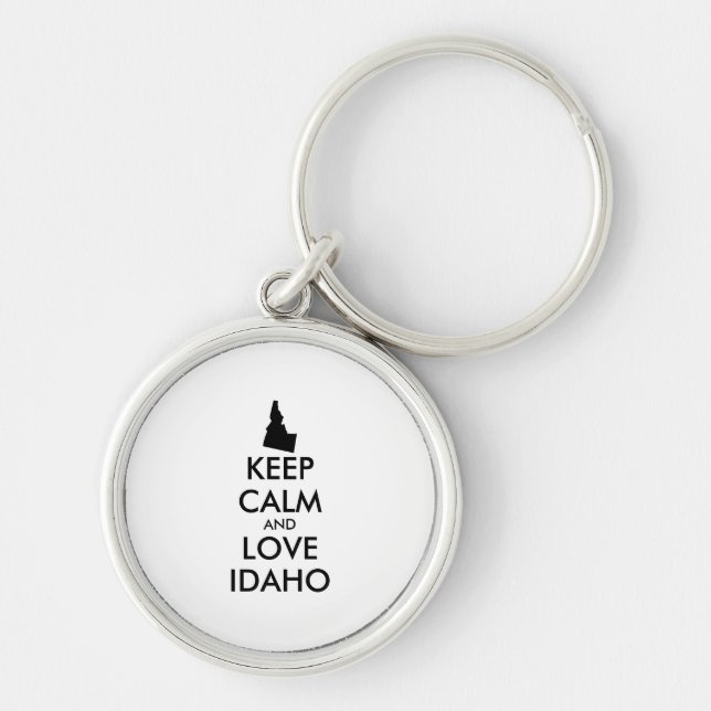 Customizable KEEP CALM and LOVE IDAHO Keychain (Front)