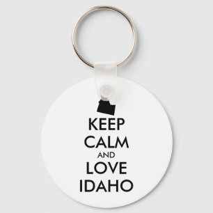 Customizable KEEP CALM and LOVE IDAHO Keychain
