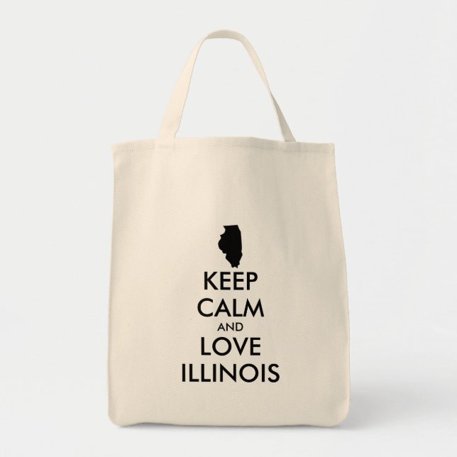 Customizable KEEP CALM and LOVE ILLINOIS Tote Bag (Front)