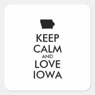 Customizable KEEP CALM and LOVE IOWA Square Sticker