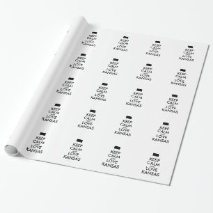 Customizable KEEP CALM and LOVE KANSAS Wrapping Paper