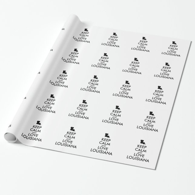 Customizable KEEP CALM and LOVE LOUISIANA Wrapping Paper (Unrolled)
