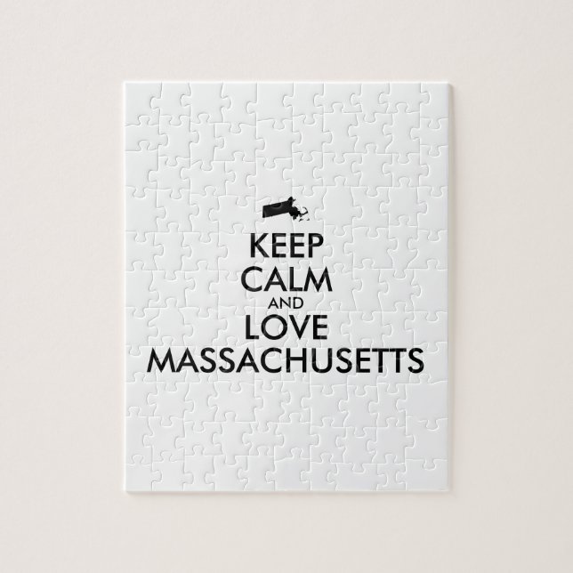 Customizable KEEP CALM and LOVE MASSACHUSETTS Jigsaw Puzzle (Vertical)