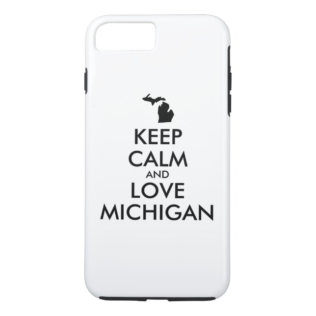 Customizable KEEP CALM and LOVE MICHIGAN Case-Mate iPhone Case (Back)