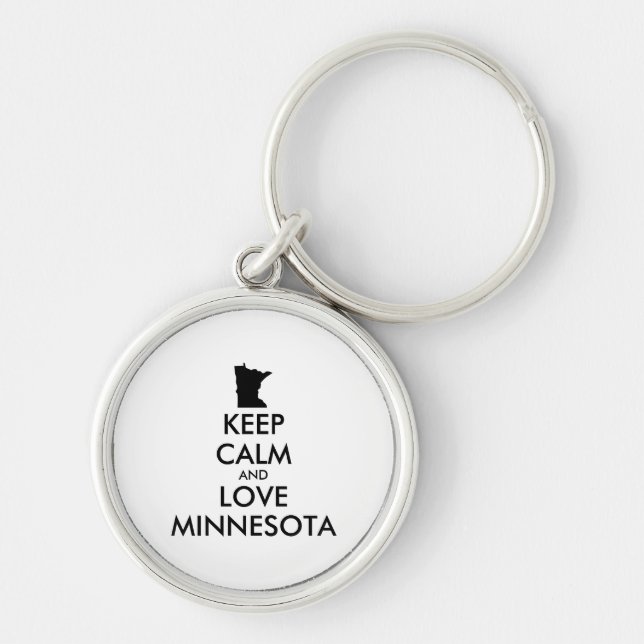 Customizable KEEP CALM and LOVE MINNESOTA Keychain (Front)
