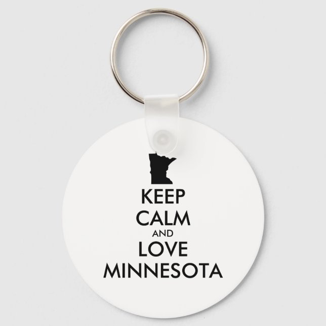 Customizable KEEP CALM and LOVE MINNESOTA Keychain (Front)