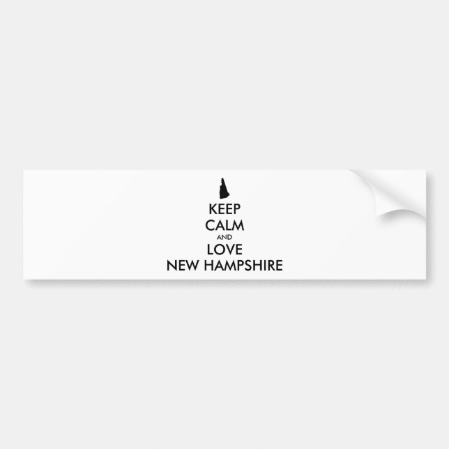 Customizable KEEP CALM and LOVE NEW HAMPSHIRE Bumper Sticker (Front)