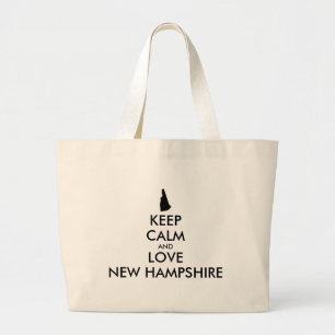 Customizable KEEP CALM and LOVE NEW HAMPSHIRE Large Tote Bag