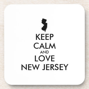 Customizable KEEP CALM and LOVE NEW JERSEY Beverage Coaster