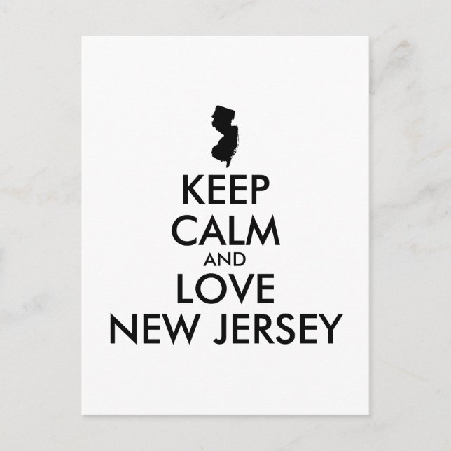 Customizable KEEP CALM and LOVE NEW JERSEY Postcard (Front)