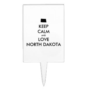 Customizable KEEP CALM and LOVE NORTH DAKOTA Cake Topper