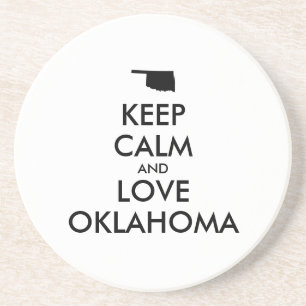 Customizable KEEP CALM and LOVE OKLAHOMA Drink Coaster