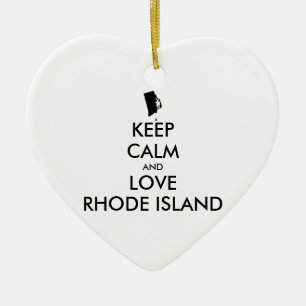 Customizable KEEP CALM and LOVE RHODE ISLAND Ceramic Ornament