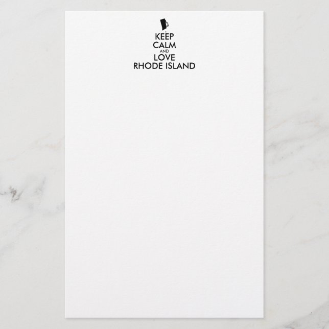 Customizable KEEP CALM and LOVE RHODE ISLAND Stationery (Front)