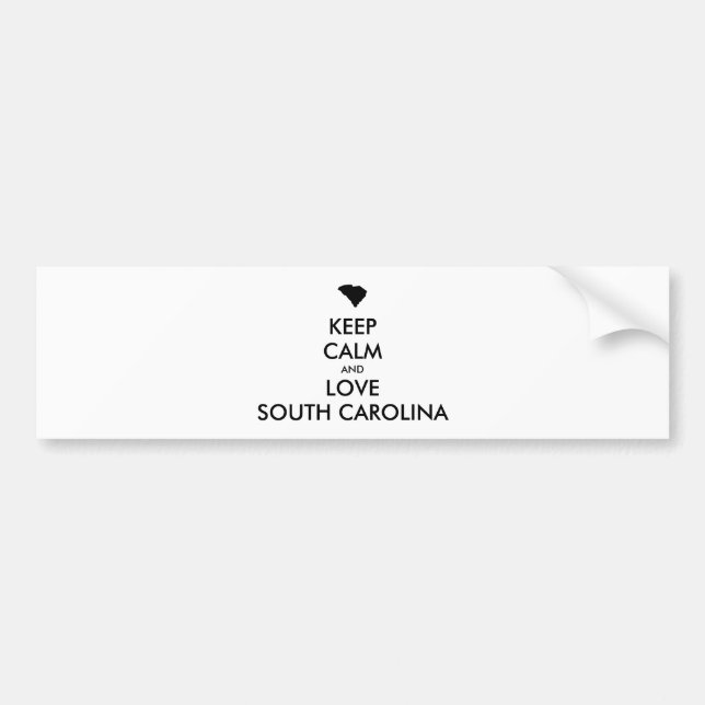 Customizable KEEP CALM and LOVE SOUTH CAROLINA Bumper Sticker (Front)