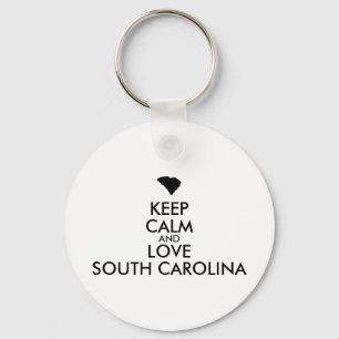 Customizable KEEP CALM and LOVE SOUTH CAROLINA Keychain