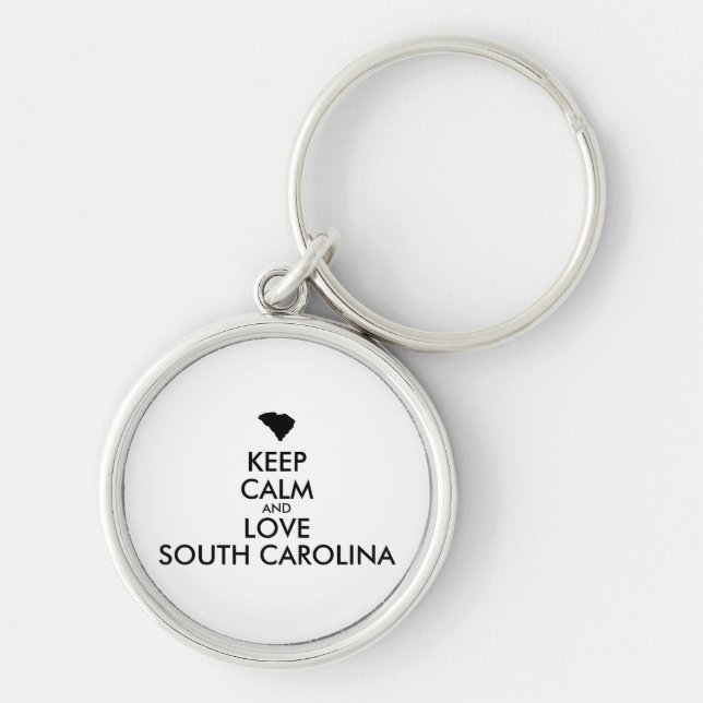 Customizable KEEP CALM and LOVE SOUTH CAROLINA Keychain (Front)