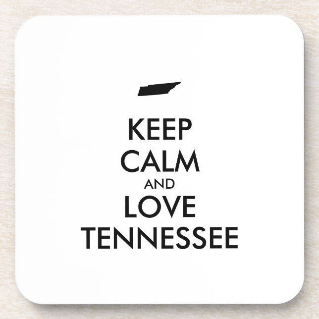 Customizable KEEP CALM and LOVE TENNESSEE Beverage Coaster (Front)