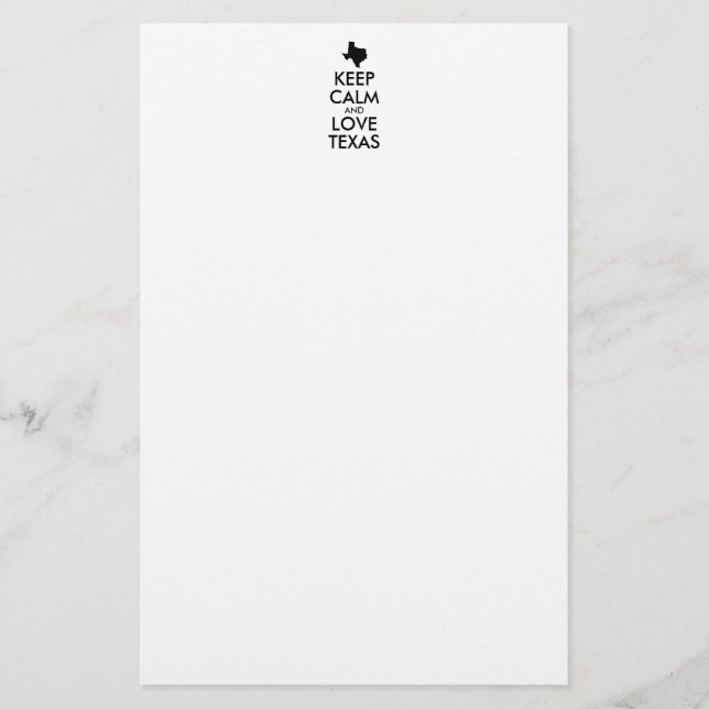 Customizable KEEP CALM and LOVE TEXAS Stationery (Front)